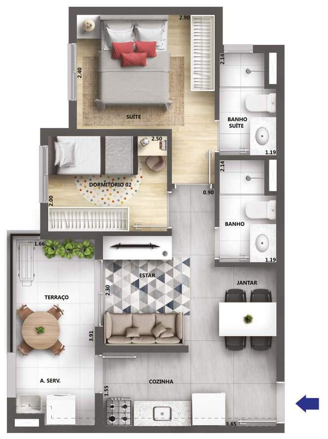 Apartamento Urban Vila Maria 2 Planta 4 - Lançamentos Imóveis SP - Imóveis Zero Entrada